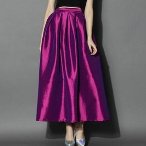 CHICWISH violet pleated midi skirt